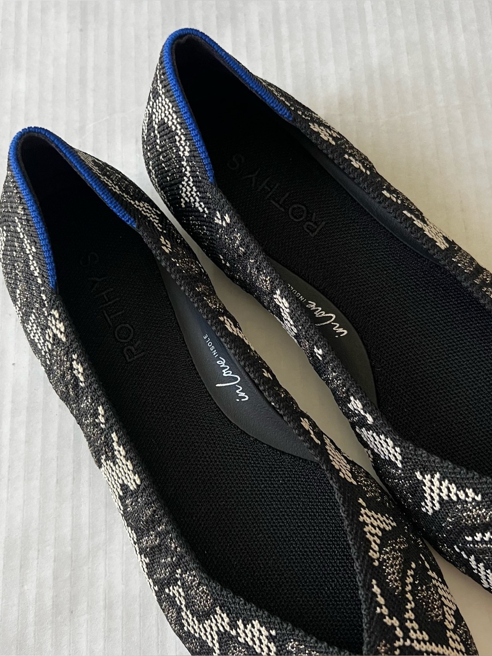 Rothy's x Anthropologie The Point II Flats Black Chantilly Pointed Toe 8.5 - Picture 11 of 14